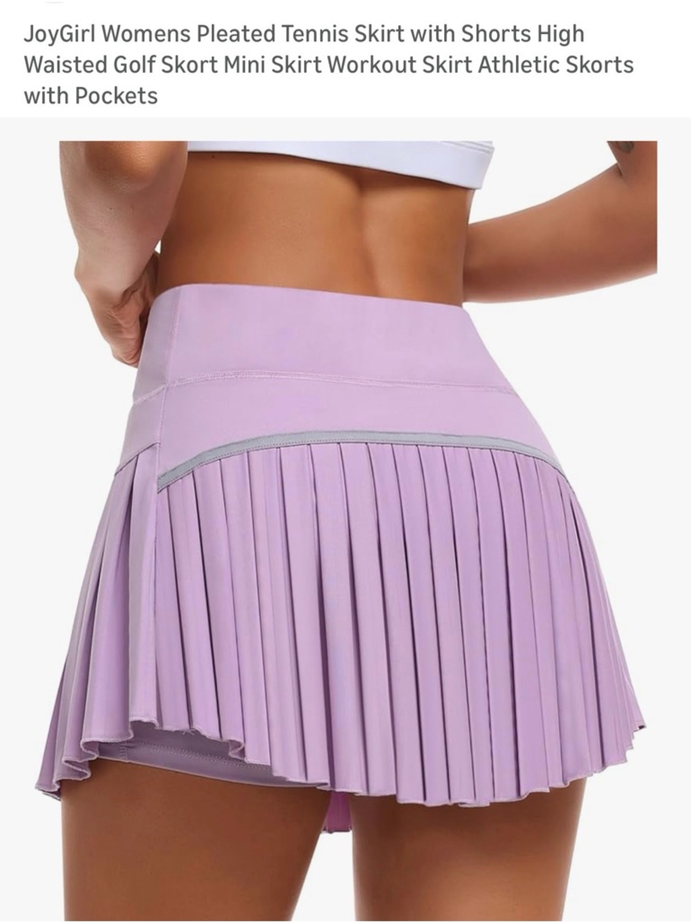 Lavender Pleated Tennis/Pickleball Skirt with Built-In Shorts